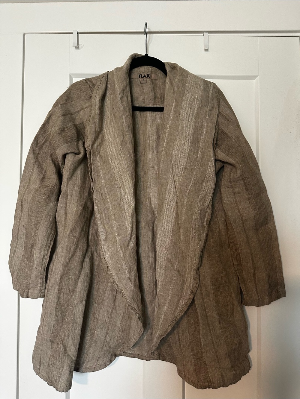 Flax Taupe Linen Open-Front Trench Jacket
